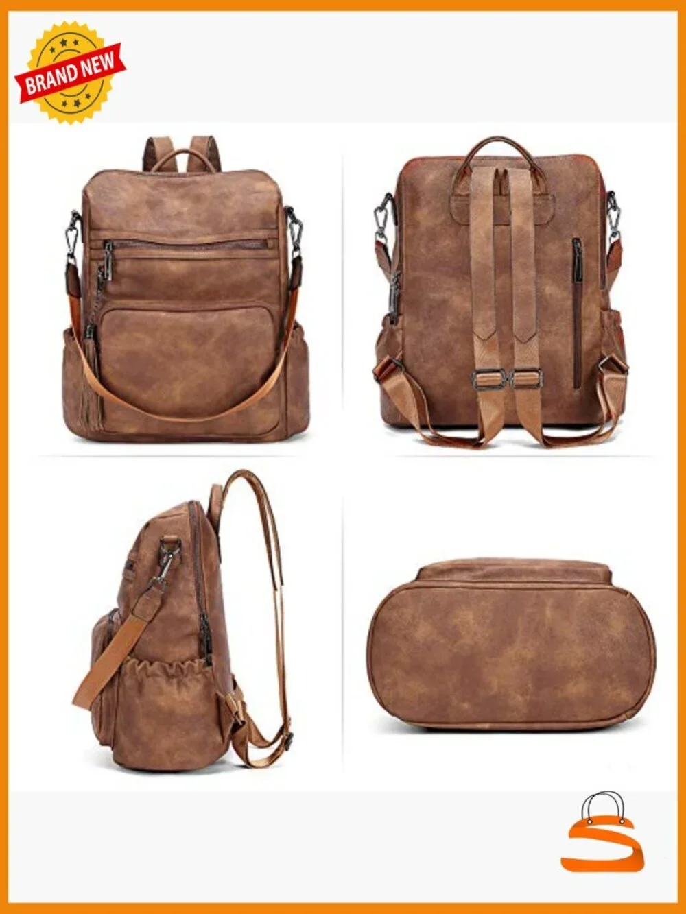 Large Leather Fashion Backpack Purse Women Travel Convertible Shoulder Bag